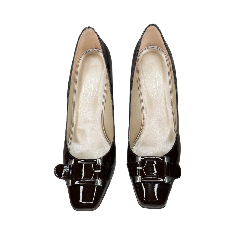 TALBOTS Vivian4 Patent Heels Bittersweet (Brown) Silver Buckle Size 9M